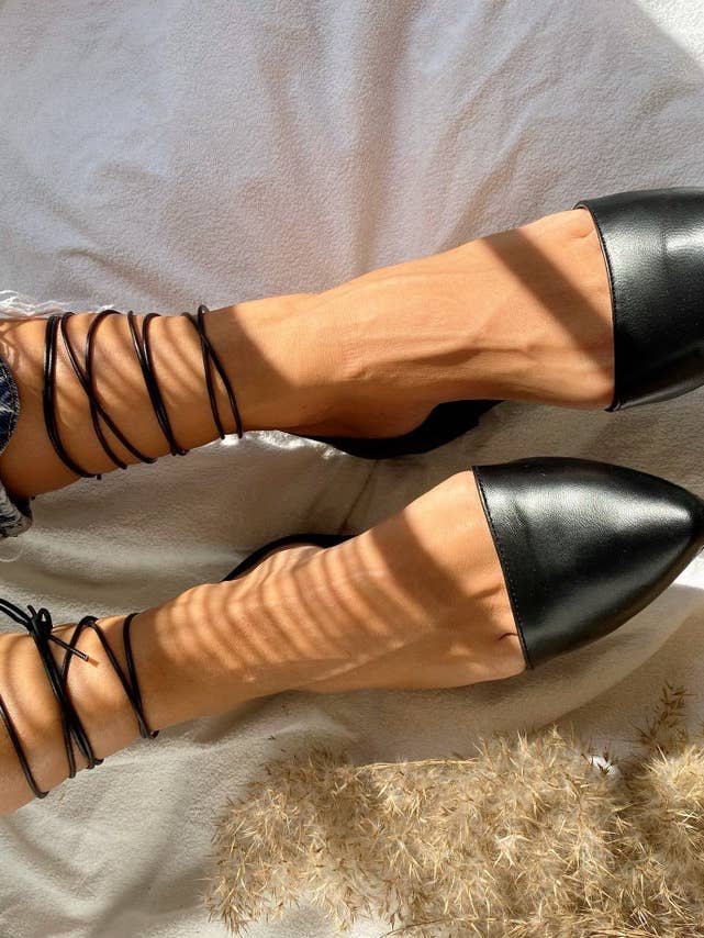 Christina Christi - Wholesale Mules - Women's - Lace Up Mules, Leather Shoes, Women Mules, Black Mules1