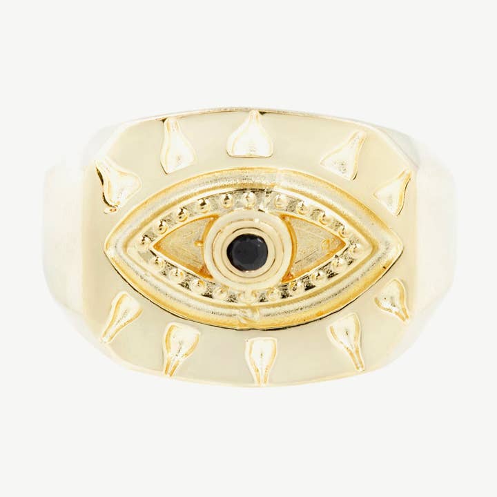 Lone Eye Signet in Black Spinel/Gold for wholesale by Studio Grun