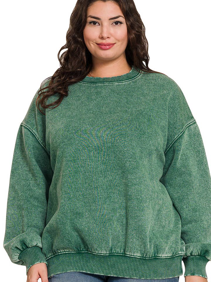 42POPS - Wholesale Sweatshirt - Women's - `.Acid Wash Fleece Oversized Pullover