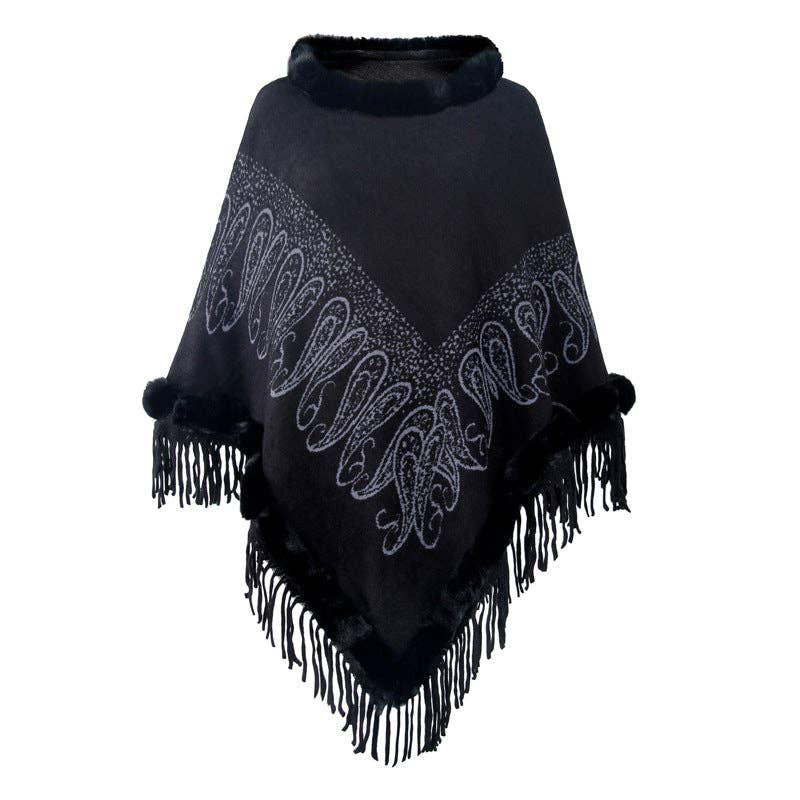 Ole - Wholesale Cape - Women's - Collar Pullover Tassel Cape S02149