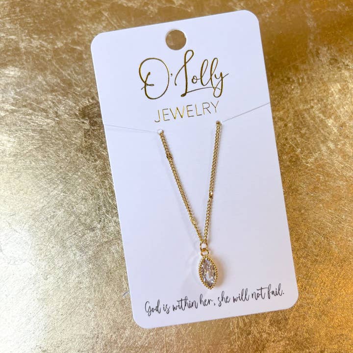 O'Lolly CZ Leaf 18k Guldbelagt Halskæde for engroshandel hos O’Lolly Jewelry