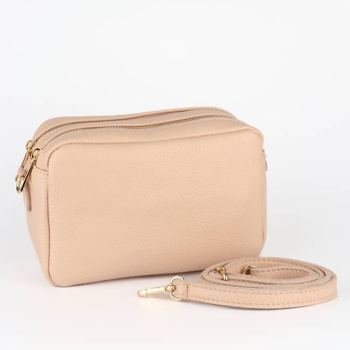 Naomi Italiensk Læder Crossbody Taske - Nude, Præget for engroshandel hos Sarta Pelle