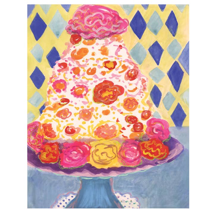 Sweet Desserts Cake with Flowers Diamond Pattern Art Print for wholesale by Very Curious Art