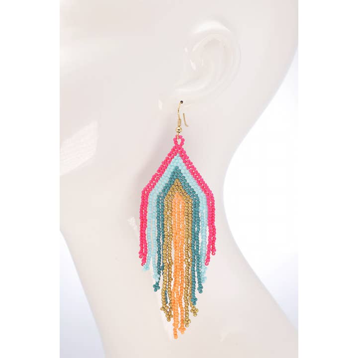 Urbanista - Wholesale Dangle Earrings - Seed bead Triangle Fringe Stripe Drop Earring 1