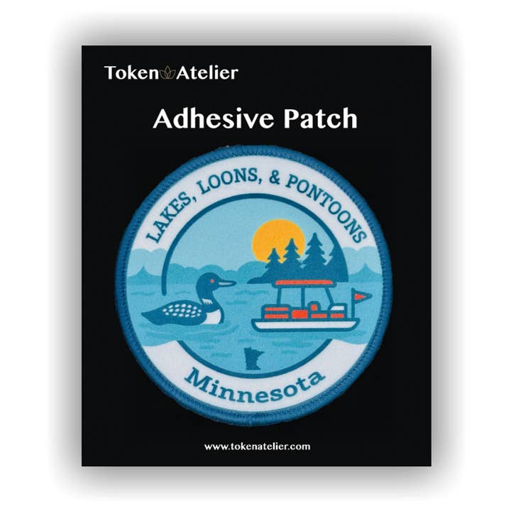 Minnesota Lakes,Loons,Pontoons Adhesive Sublimation Patch for wholesale by Token Atelier