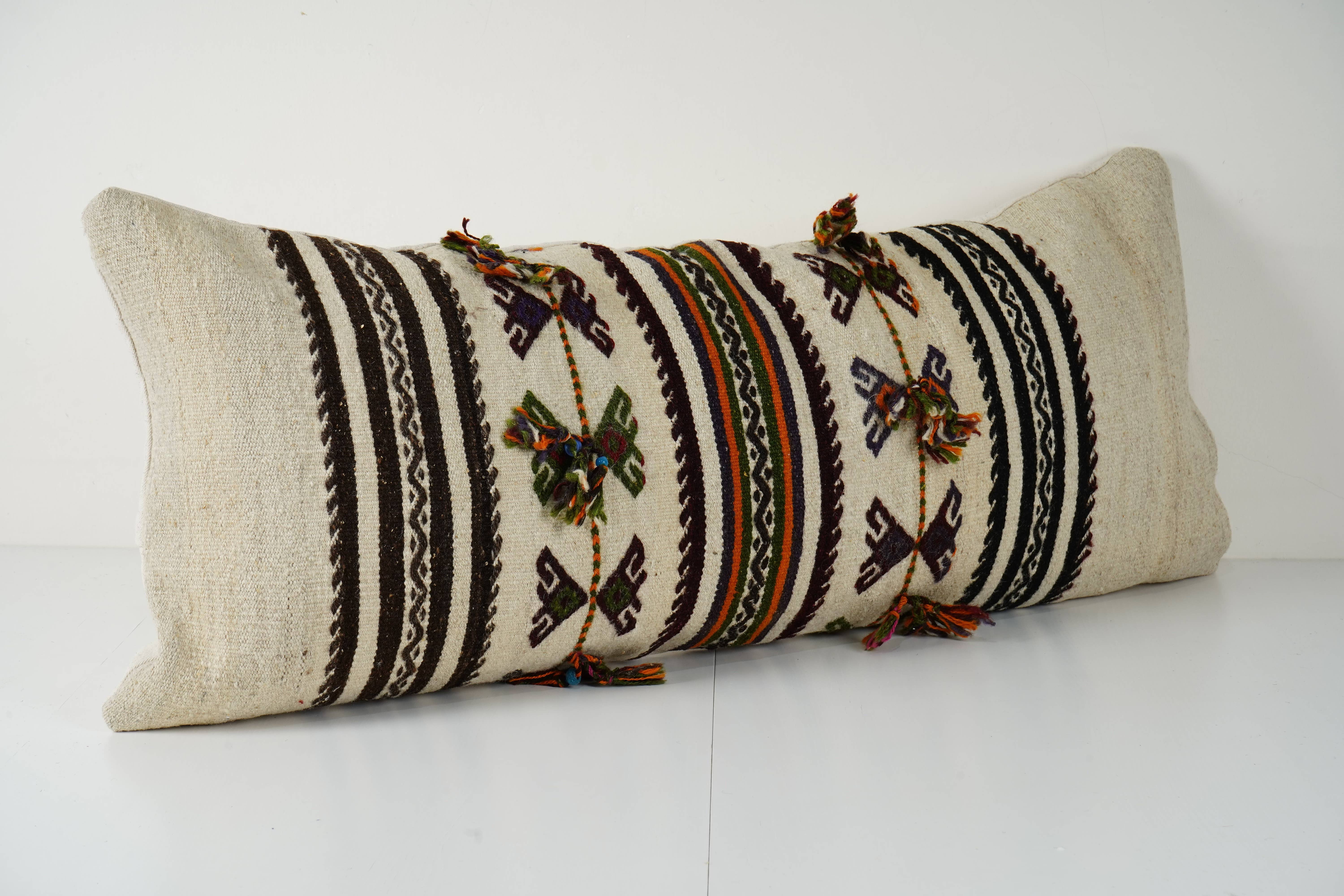 Vintage Pillows Store - Wholesale Lumbar pillow - Organic Turkish Bedding Kilim Pillow Cover - Extra Long 1