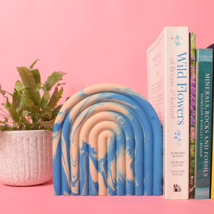 Blue & Beige Arched Bookends for wholesale by Ilex Home