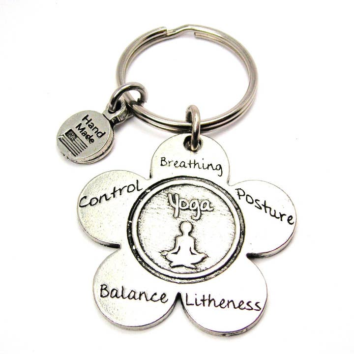 The Yoga Flower Key Chain for wholesale by Chubby Chico Charms