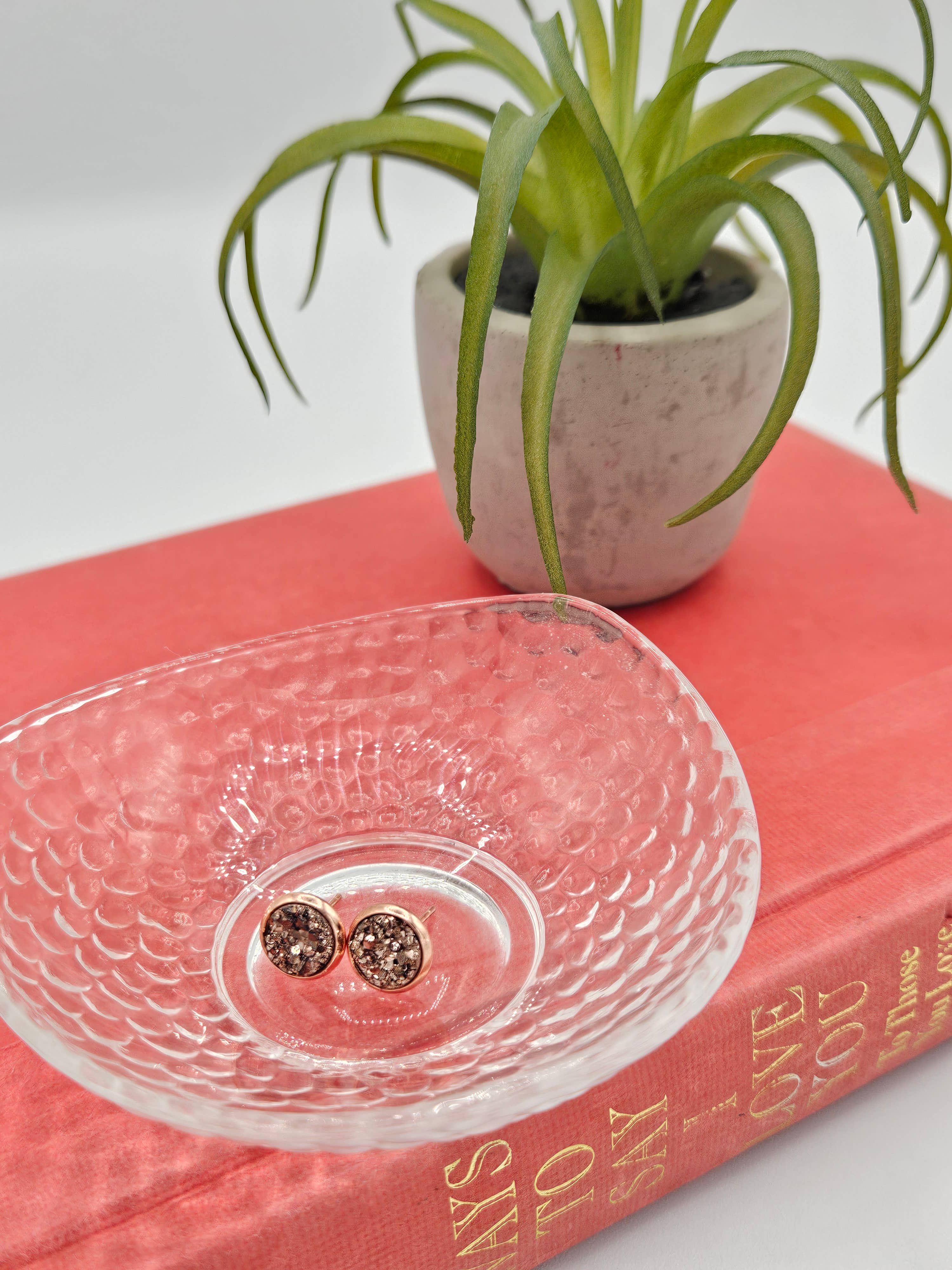 Druzy Stud Earrings (Handmade 8mm) - Rose Gold for wholesale on Faire2