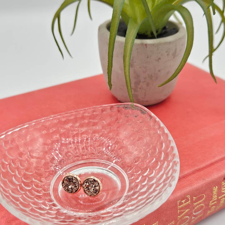 Druzy Stud Earrings (Handmade 8mm) - Rose Gold for wholesale on Faire2