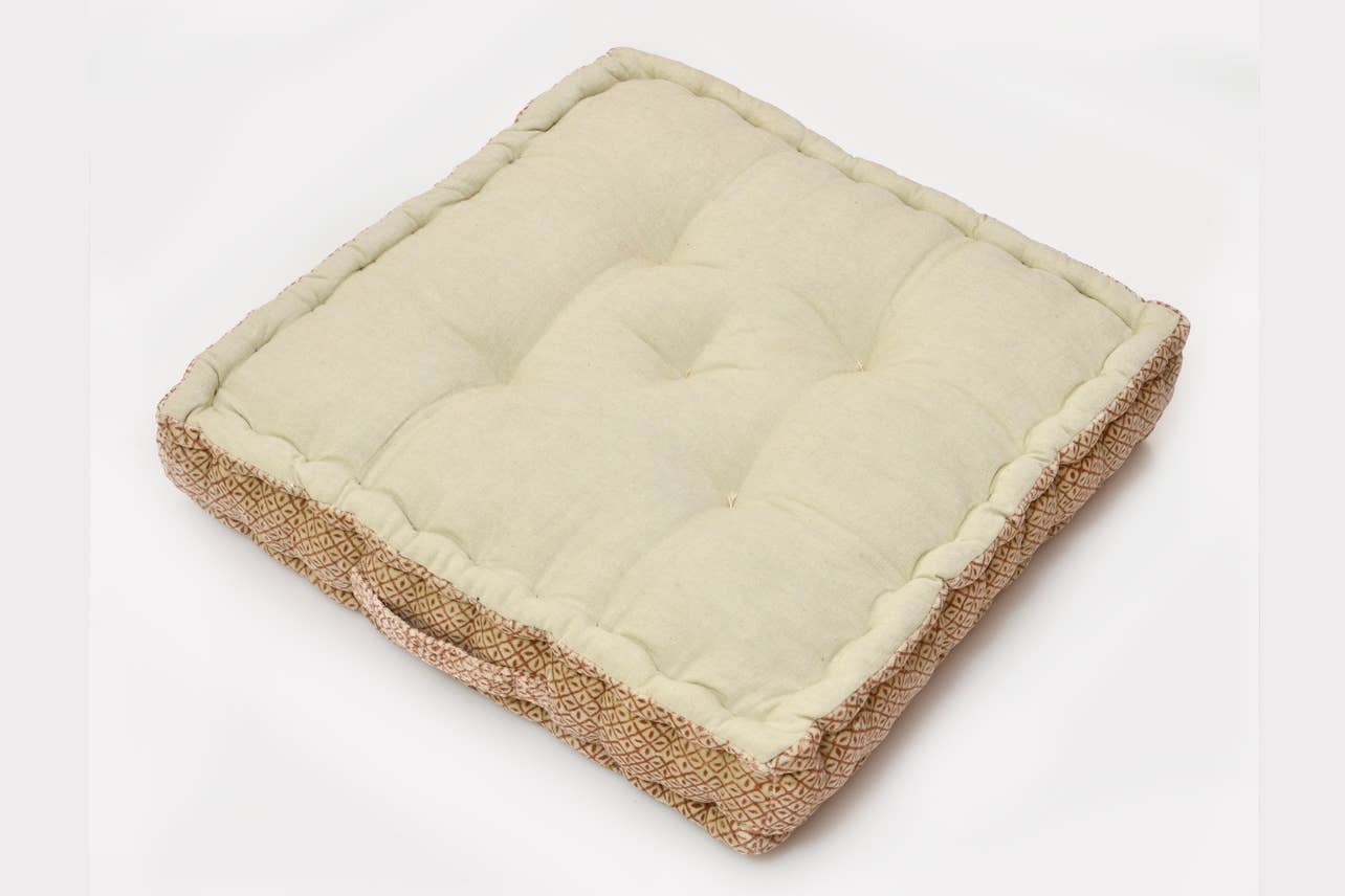 Verve Culture - Wholesale Meditatie benodigdheden - Meditatiekussen met blokprint 45 x 45 x 10 cm vierkant6