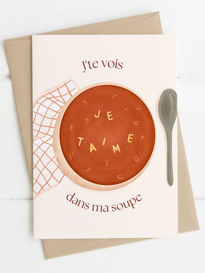 J'te vois dans ma soupe | Saint-Valentin for wholesale by Illustrations Its Funny Howww Inc