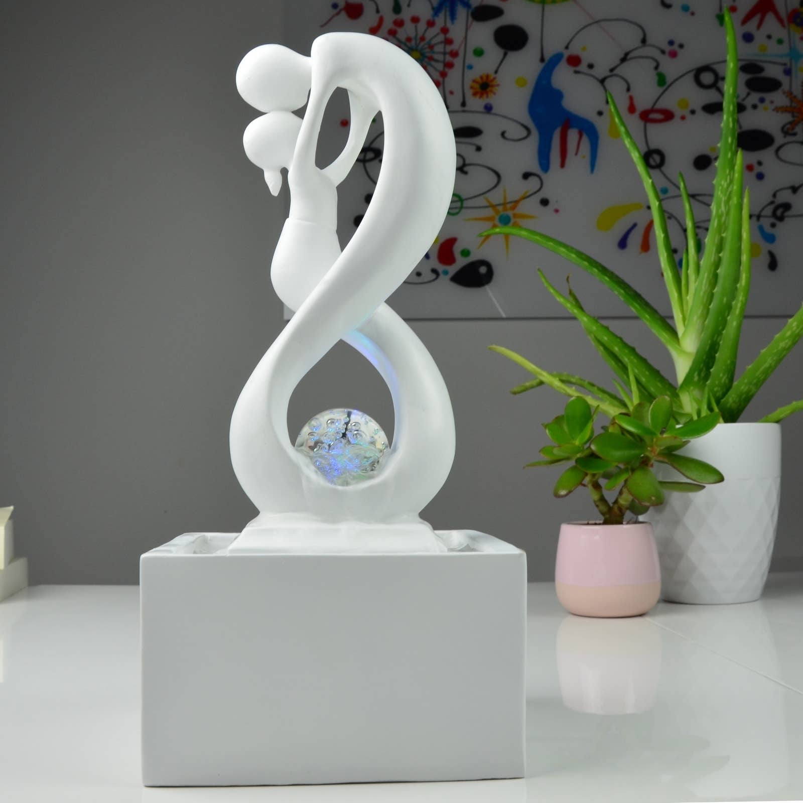 Zen'Arôme - Vente Décorations de table - Fontaine d'Intérieur Moderne Amor Blanc Idée Cadeau13