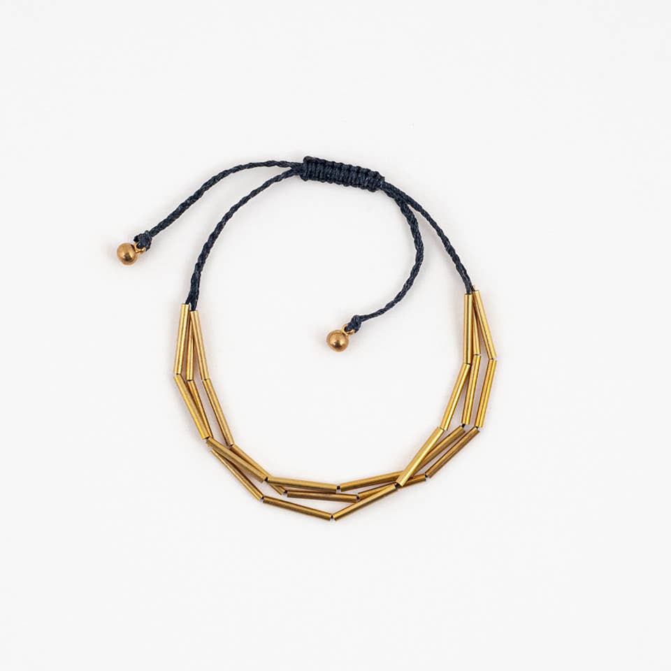 Altiplano - Wholesale Bangle Bracelet - Triple Stand Brass Cube Bracelet0