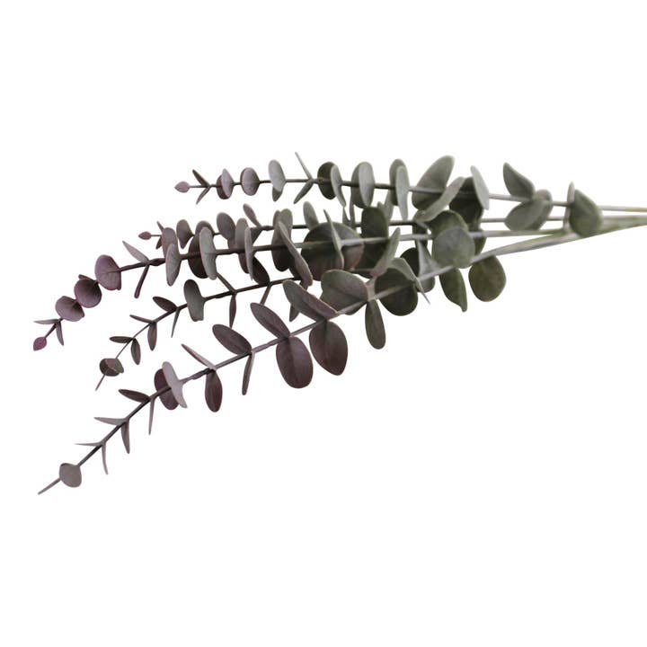 Blue & Blush Coloured Single Spray of Eucalyptus Leaves for wholesale on Faire