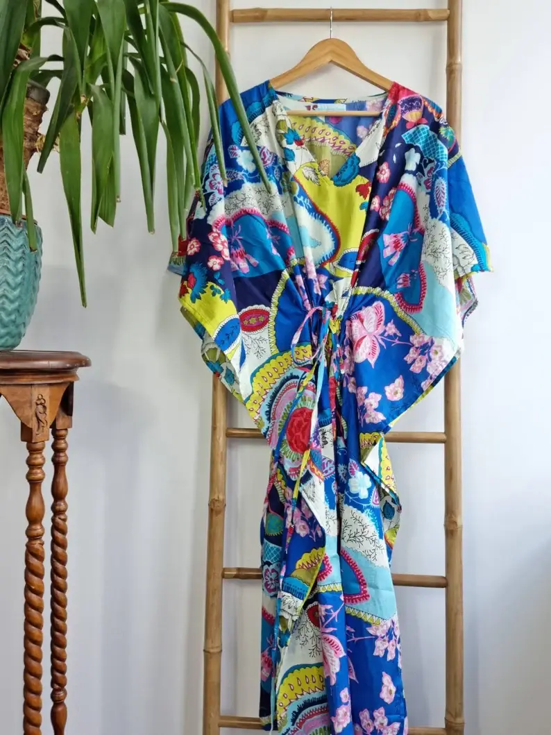 Essential Designs London – wholesale Kaftan – Women's – Pure Cotton Kaftan Long Dress In Vibrant Shade5