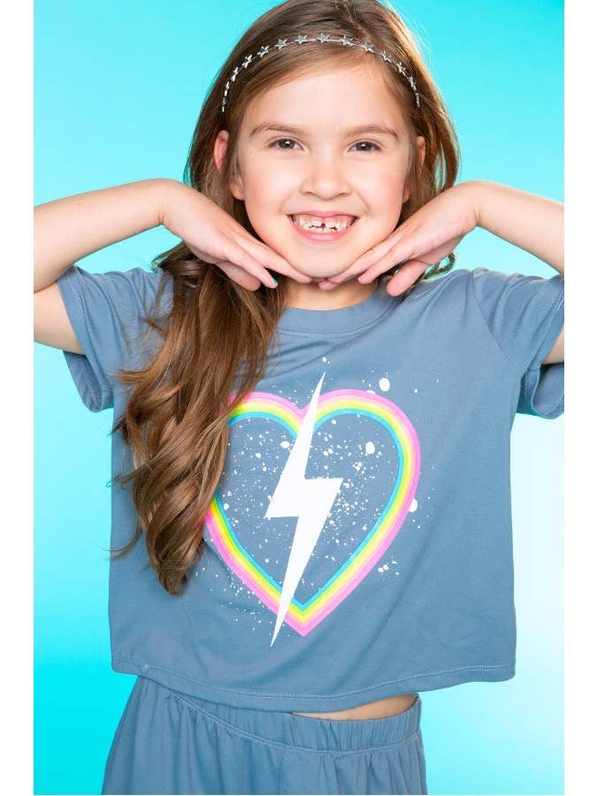 Denim Rainbow Bolt Heart NEW Simply Soft Dolphin Short for wholesale on Faire