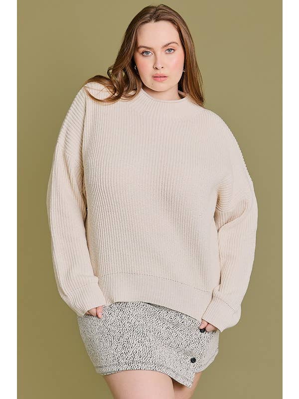 GILLI - Wholesale Knit Sweater - Women's - Plus Mock Neck Cocoon Sleeve Sweater