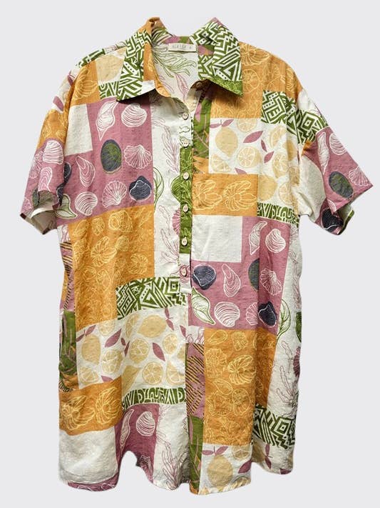 Printed Button Down Short Sleeve Romper for wholesale by ILLA ILLA