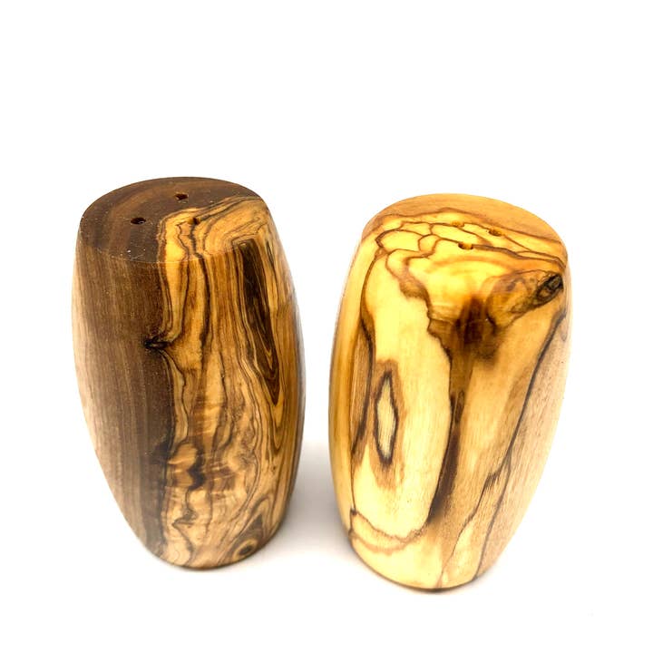 olivenholz-erleben - Wholesale Salt & Pepper Shaker Set - Set of 2 olive wood barrel salt and pepper shakers