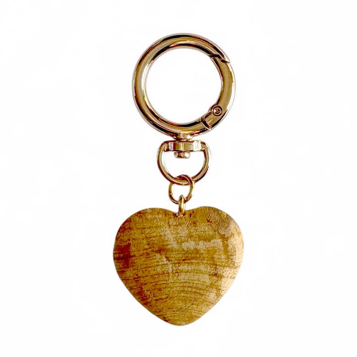 Llavero con Corazón de Palo Santo | Llavero para venta al por mayor de Batu Suci Handmade Jewelry