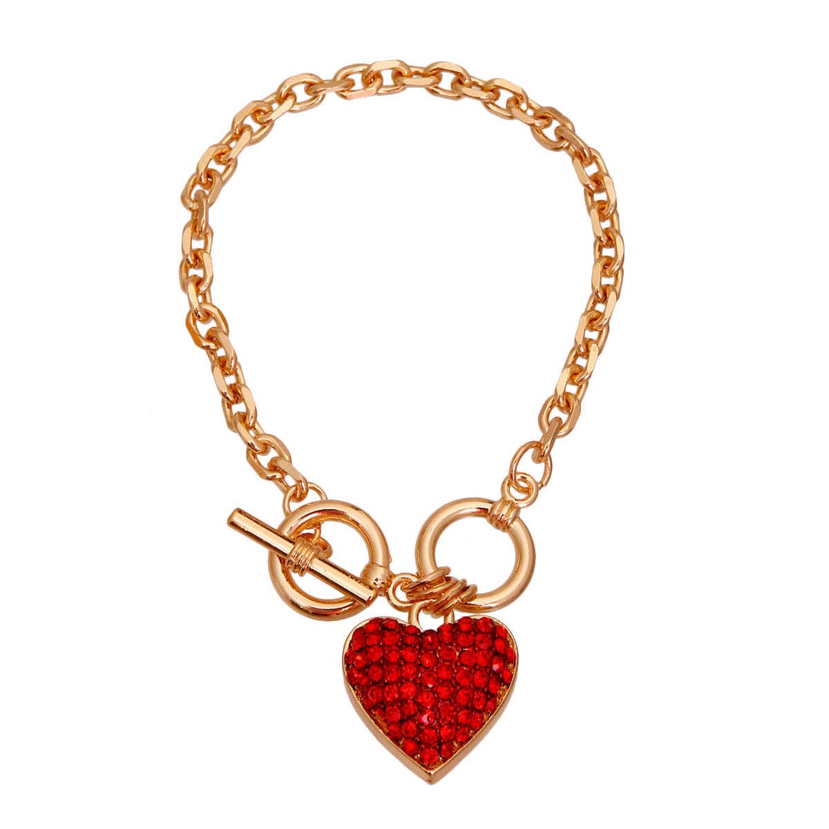 Rood Gouden Ketting 3D Rood Hart Armband|8 inch voor groothandel op Faire1