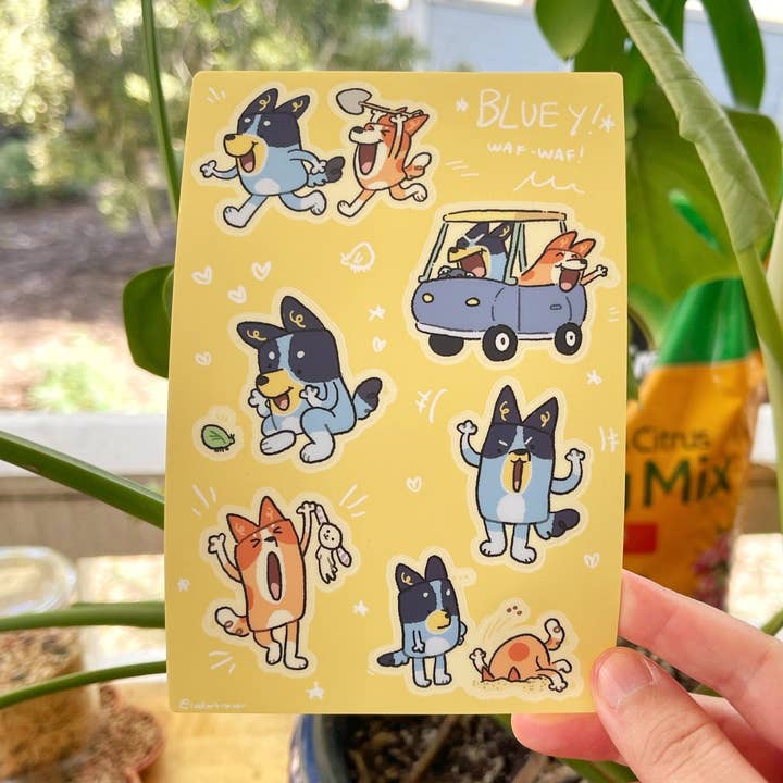 Feuille d'autocollants Bluey Adventures pour la vente par Cool Art Corner