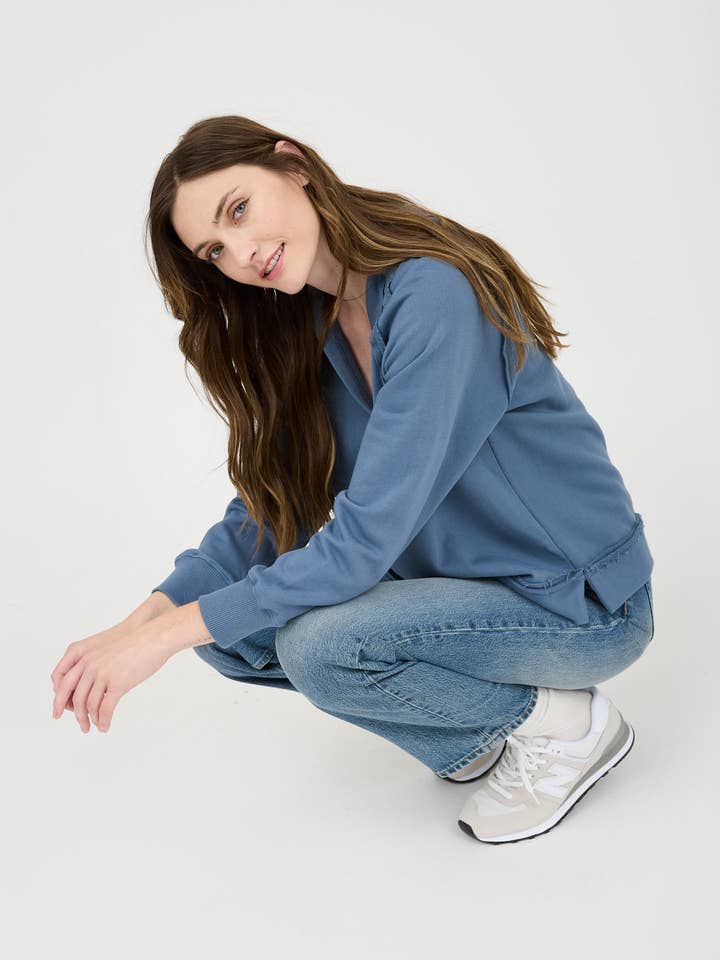 Blu Pepper - Wholesale Knit Top - Women's - PLUS HOODED V NECK RAW EDGE LONG SLEEVE KNIT TOP