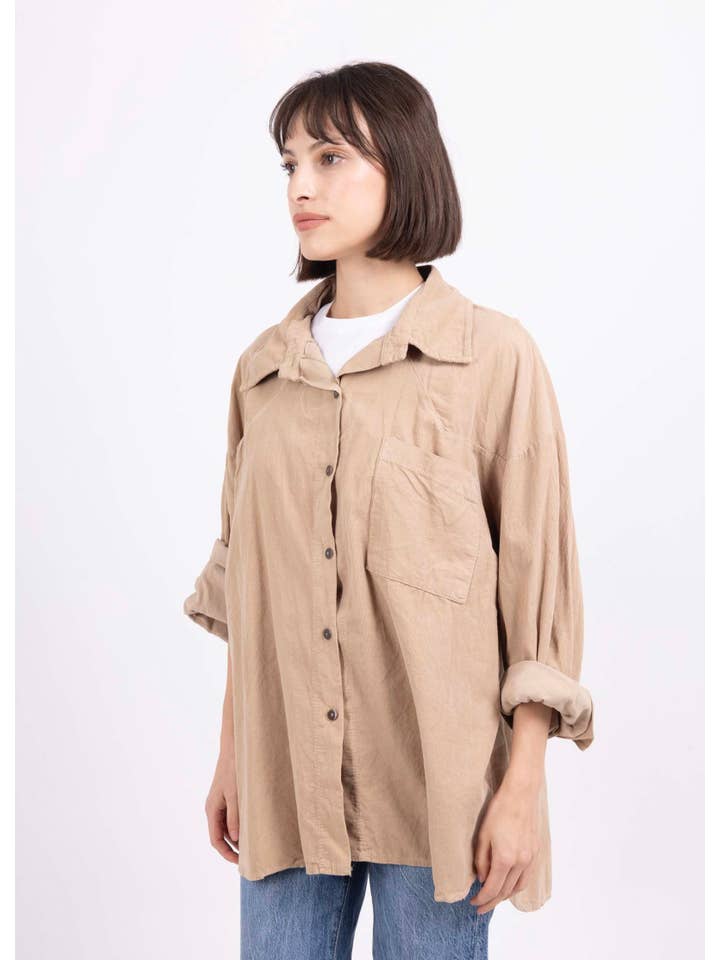 LINEN & COTTON HOUSE – Engroshandel Skjorte med buttondown – til kvinder – 4942 fløjlsbluse til efterår og vinter1