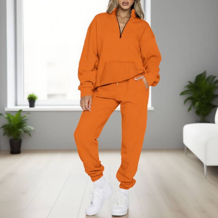 Solid-color zipper sweatshirt and sweatpants set and other Purchase Wholesale sweatsuit sets. Free Returns & Net 60 Terms on Faire trending on Faire.