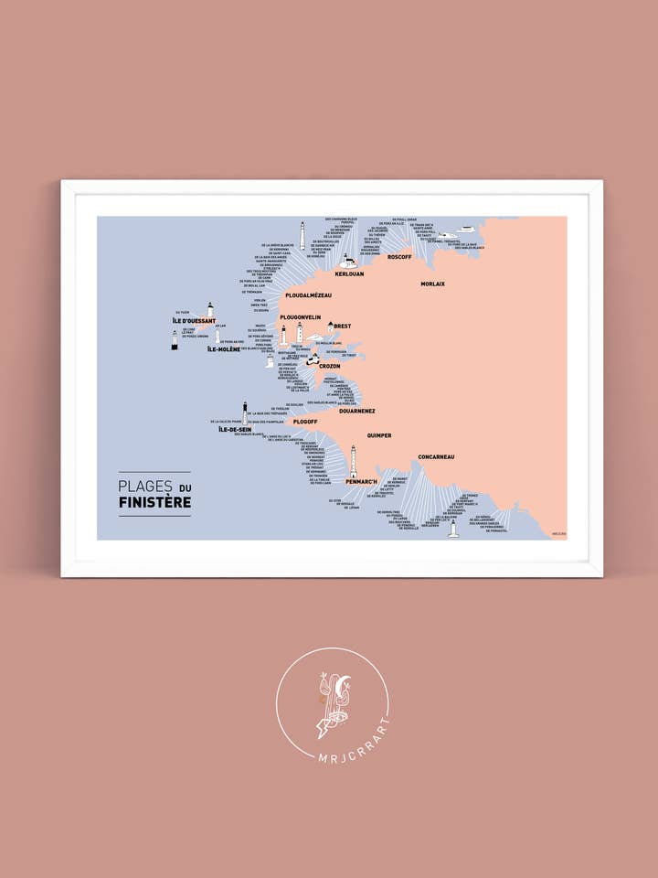 Mapa das Praias do Finistère por atacado de Mrjcrrart