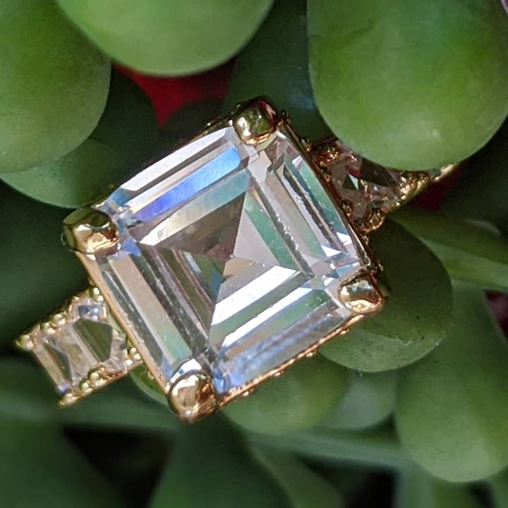 Asscher Engagement Ring for wholesale by Halley Reh Moissanite Jewelry