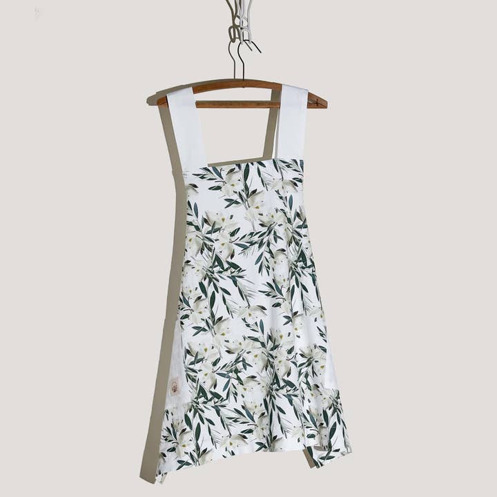 Magnolias /Olive Branches Apron Cross-BAck for wholesale by Red Bird’s House