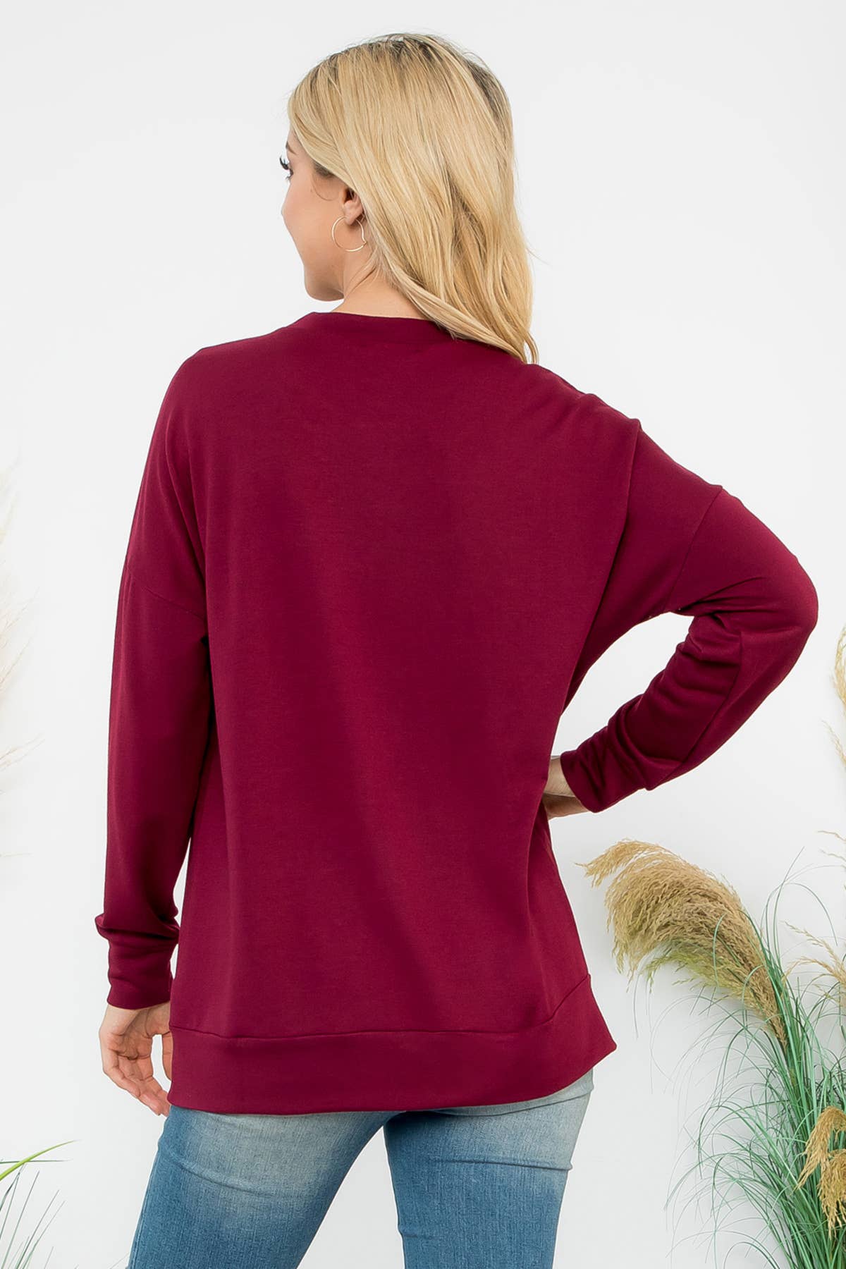 You & Me - Wholesale Tuniek - Dames - YMT20011V-BADSTOF TOP MET LANGE MOUWEN EN KANGOEROEZAK18