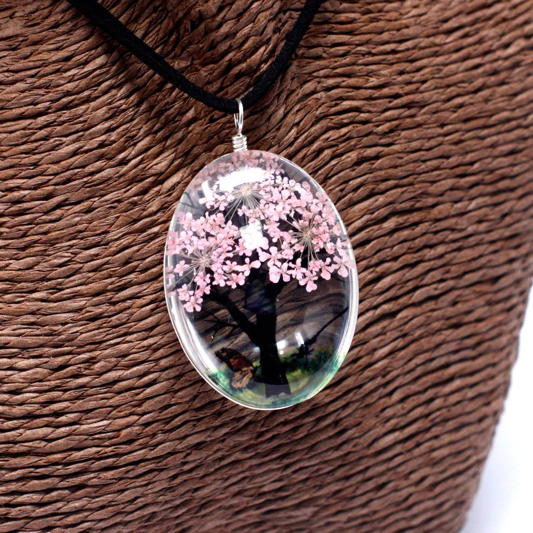 Ancient Wisdom - Wholesale Jewelry Set - Pressed Flowers - Tree of Life set - Pink2