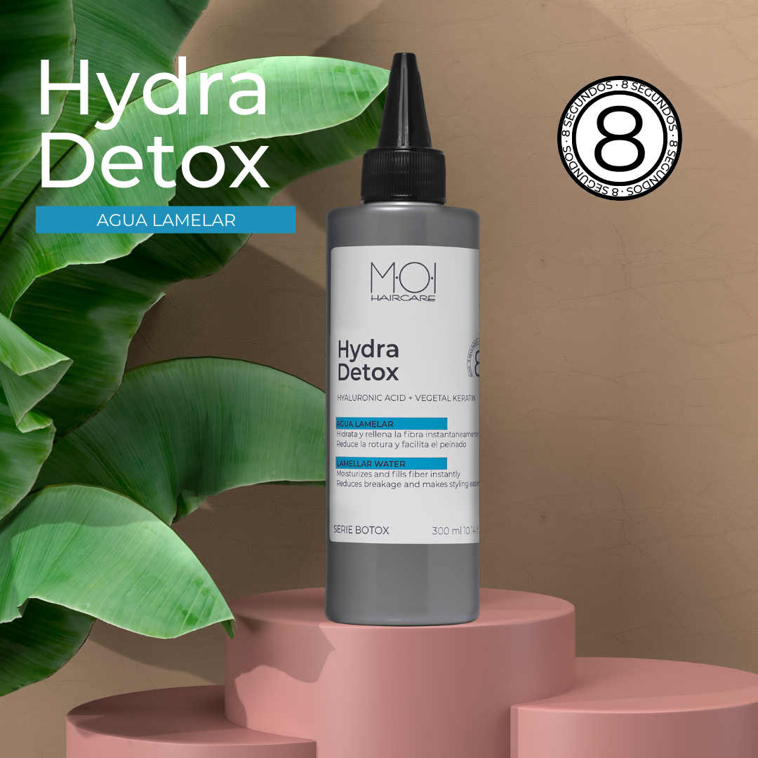 sesioMWorld - M·O·I Professional - Vendita all'ingrosso Set bagno e corpo - ACQUA LAMELLARE HYDRA DETOX Acido ialuronico+cheratina vegetale3