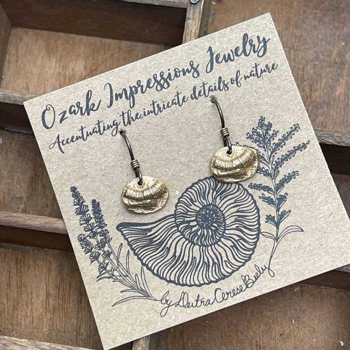 Crinoid Fossil Dangly Earrings for wholesale by Ozark Impressions Jewelry