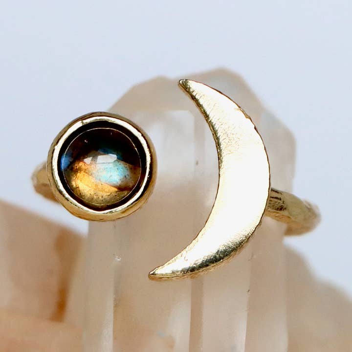 Labradorite Crescent Ring for wholesale by Mesa Blue