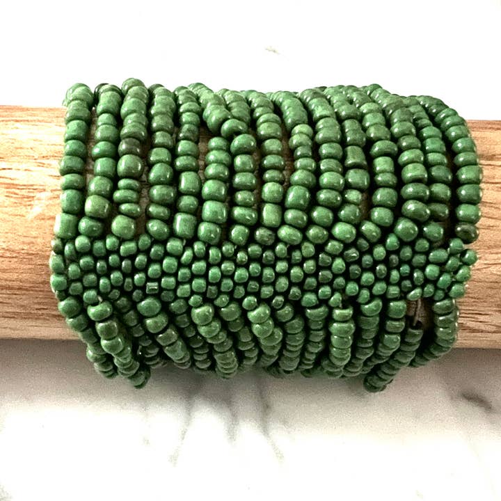 Wave bracelet hand beaded antique green for wholesale by Erik & Mike