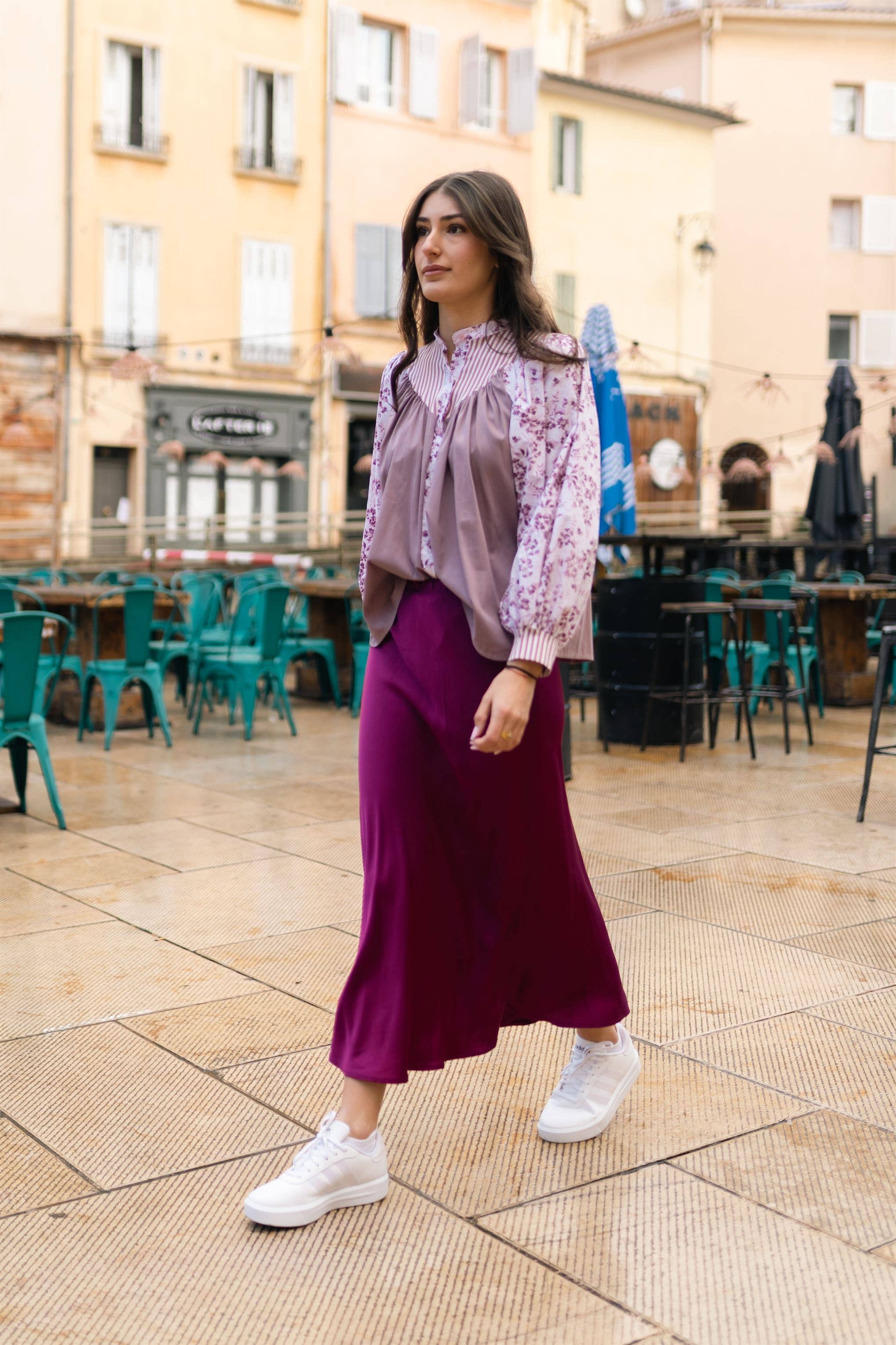 Cecile Wang - Wholesale Skirt - Women's - Fluid mid-length satin skirt DB820615