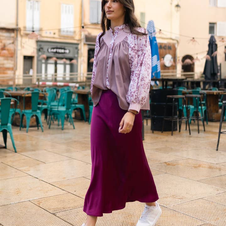 Cecile Wang – wholesale Kjol - Dam – Satin midikjol med flytande passform DB820615