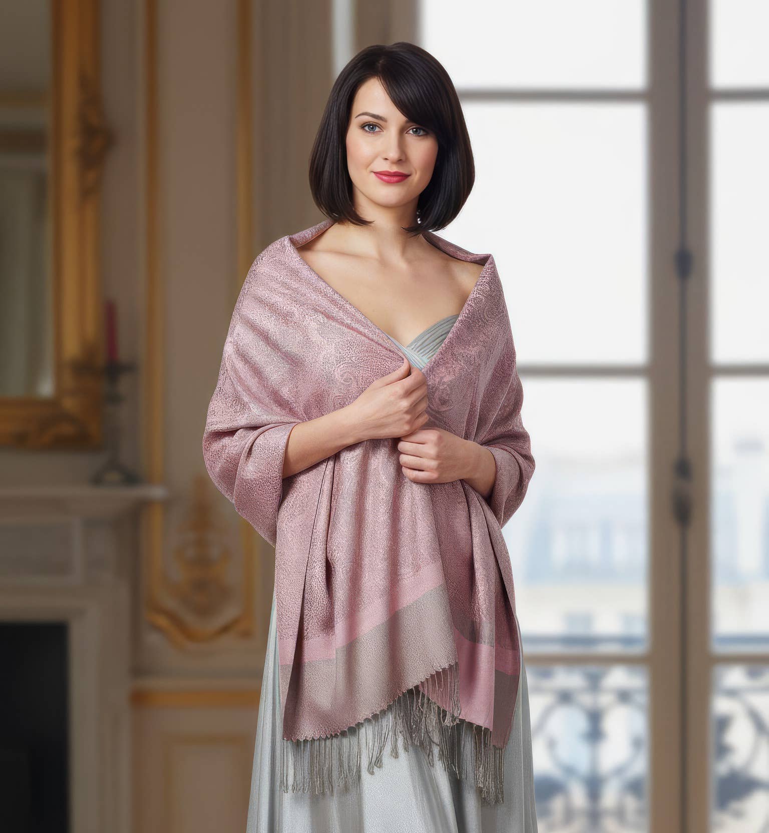 SERENITA – Großhandel Schal – Damen – Jacquard Paisley Pashmina Schal Wendbarer Stola-Wickel23