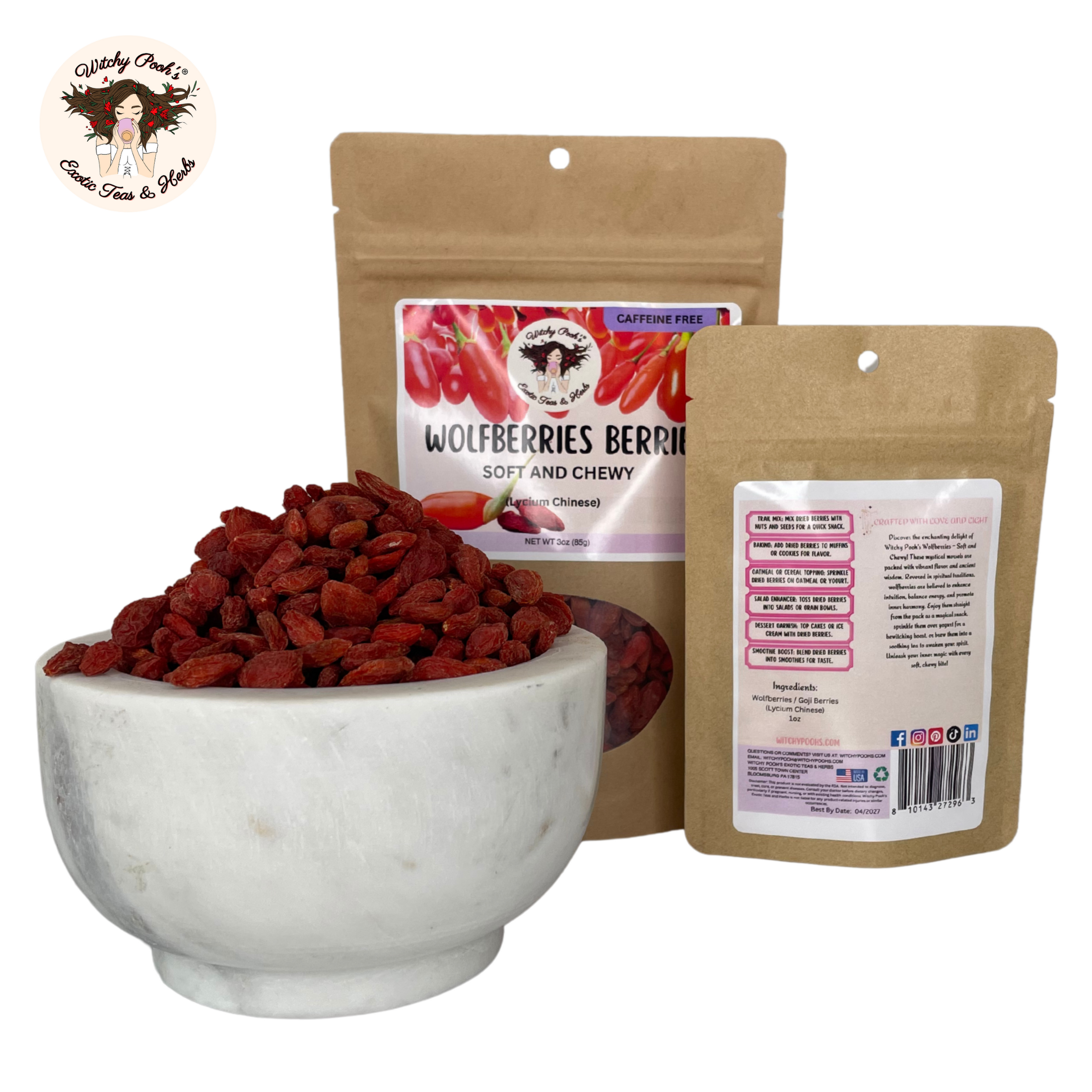 Witchy Pooh's Exotic Teas & Herbs - Wholesale Dried/Dehydrated Fruit - Witchy Pooh's Wolfberries, Goji Berries - Whole Soft & Chewy21