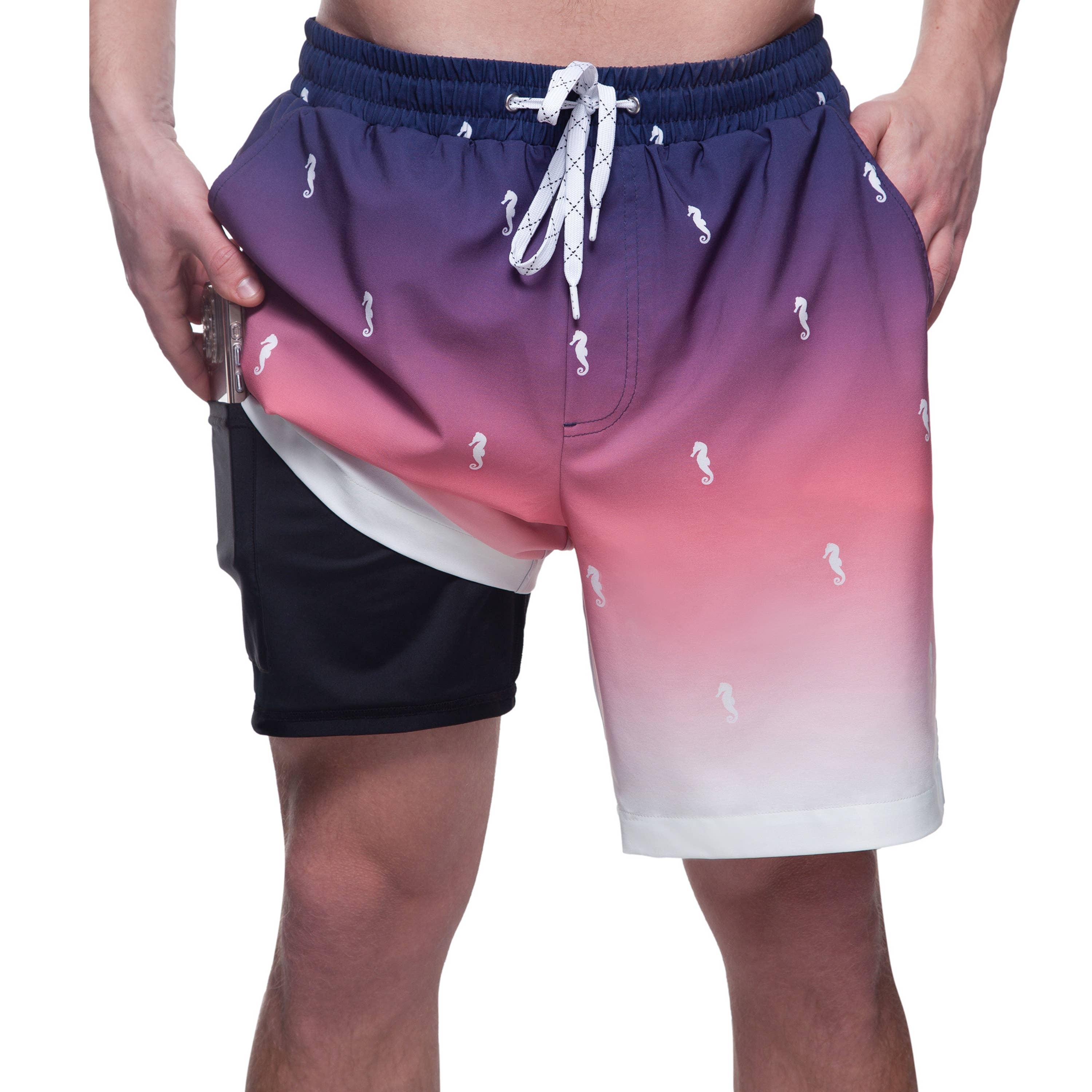 Rokka & Rolla - Wholesale Swim Shorts - Men's - Men's 7'' Stretch Swim Short with Compression Liner Swimwear7