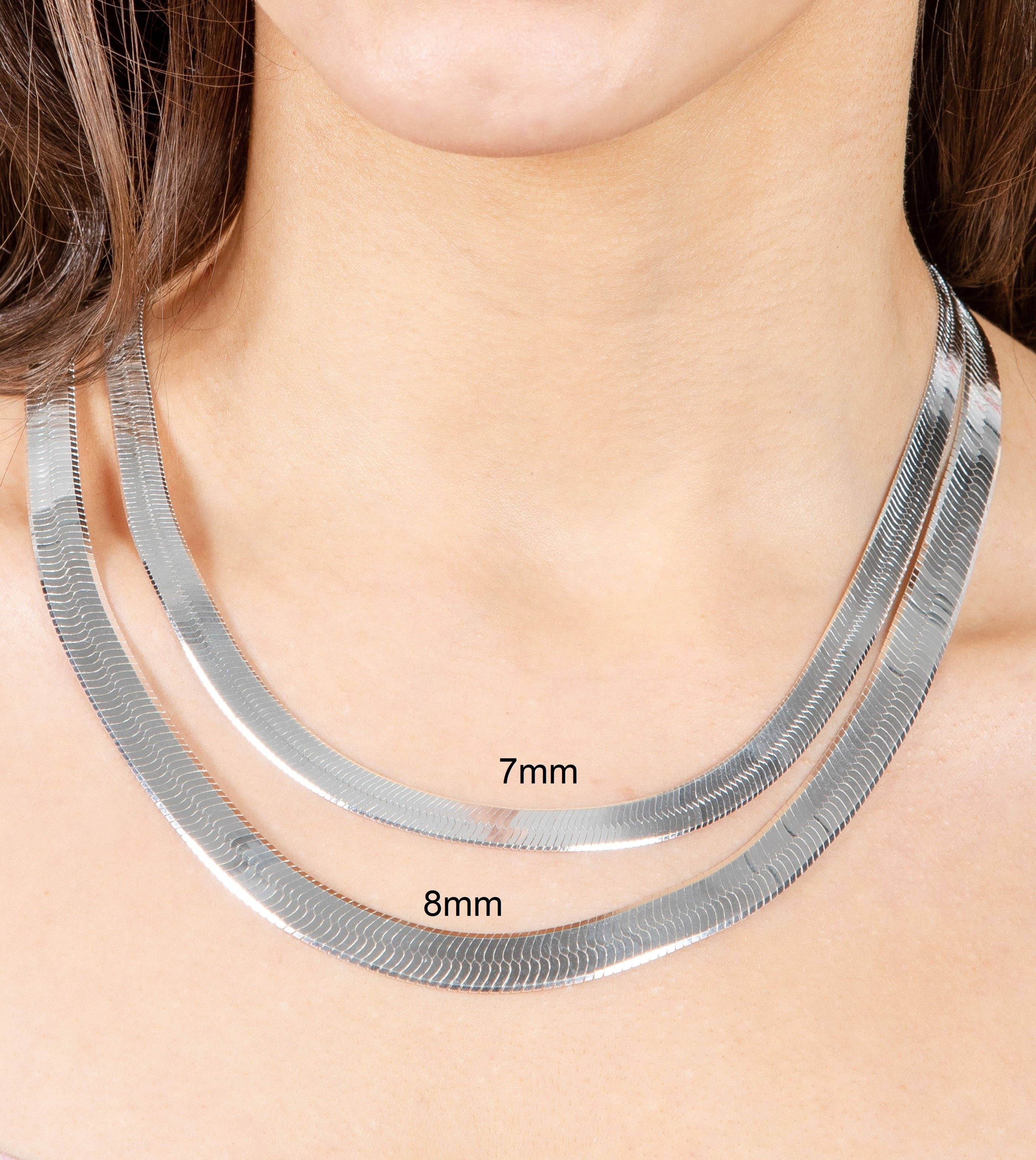 Olive & Chain - Wholesale Link & Chain Necklace - Silver Herringbone Chain Necklace1