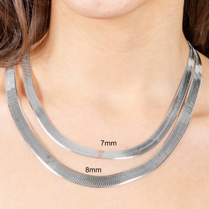 Olive & Chain - Wholesale Link & Chain Necklace - Silver Herringbone Chain Necklace1