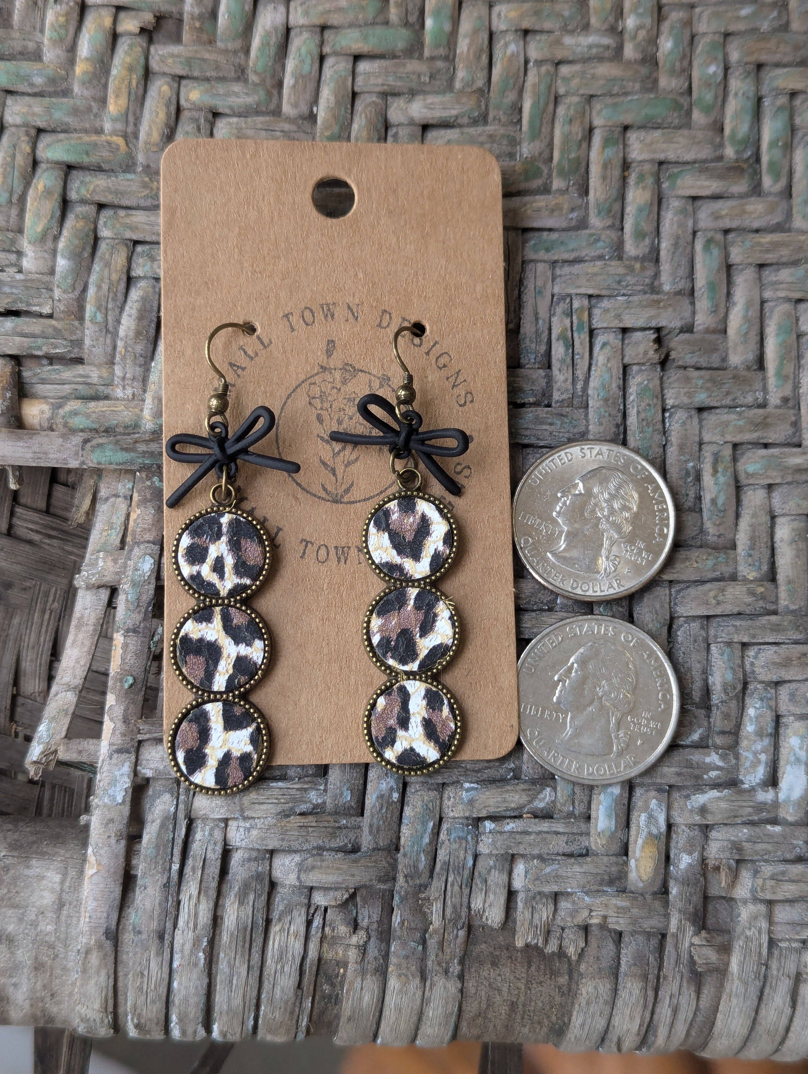 Small Town Designs - Wholesale Dangle Earrings - Leopard Bow Trios2