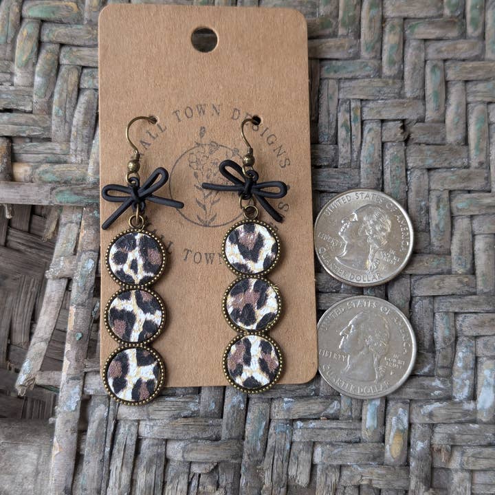 Small Town Designs - Wholesale Dangle Earrings - Leopard Bow Trios2