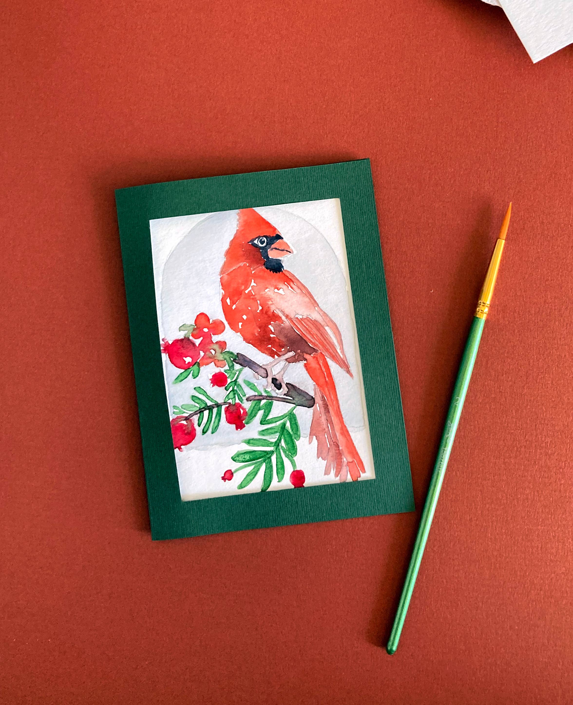 Pink Puddle Studio - Wholesale DIY Craft Kit - Red Cardinal Bird Floral Watercolor Paint by Number DIY Kit 5