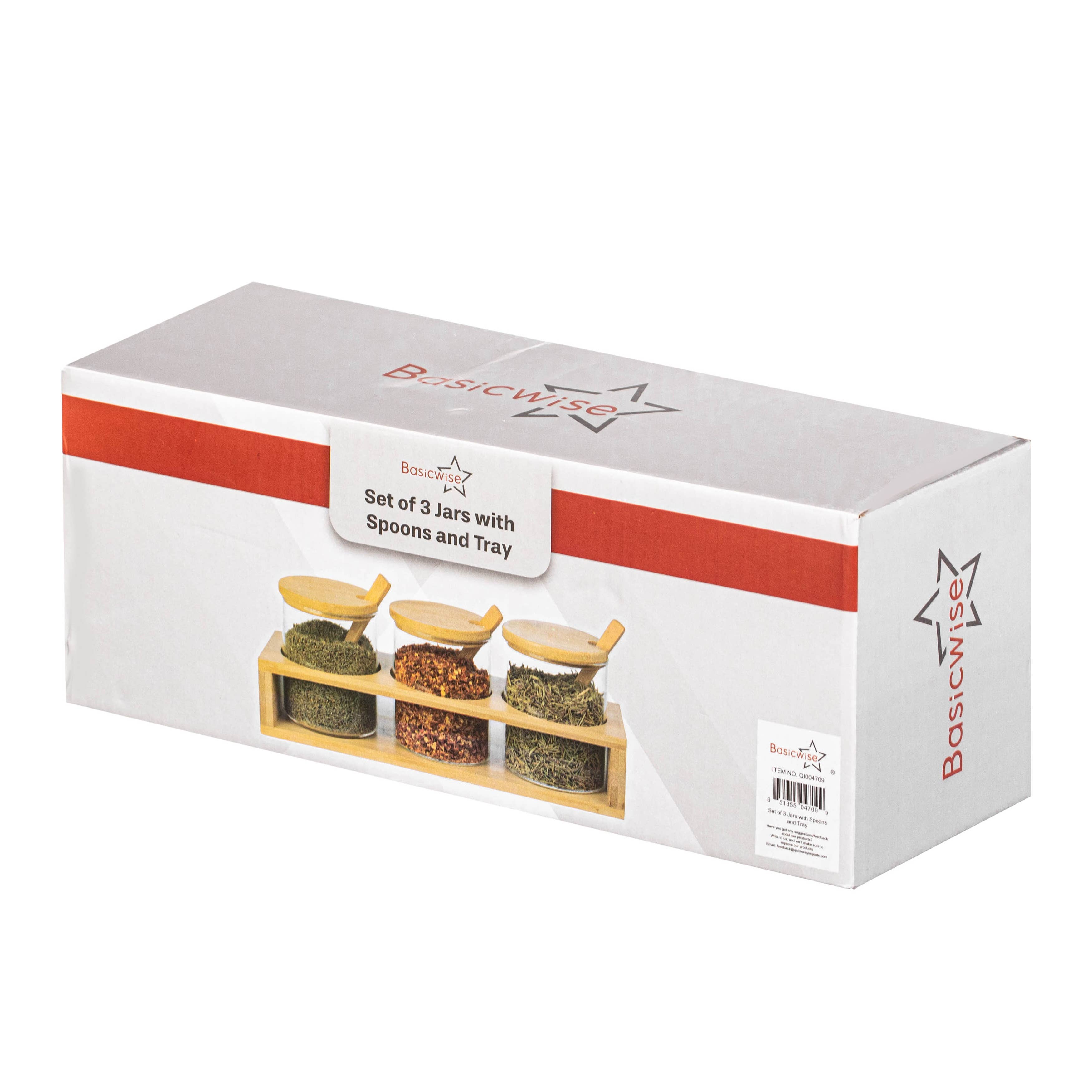 Quickway Imports - Wholesale Kitchen storage/organiser - Basicwise 3-Piece Glass Containers with Bamboo Lids and Tray10